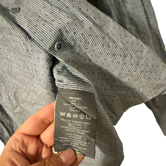 Slate & Stone Men's Cotton Button Up Shirt Size L Gray Black - Picture 3 of 3